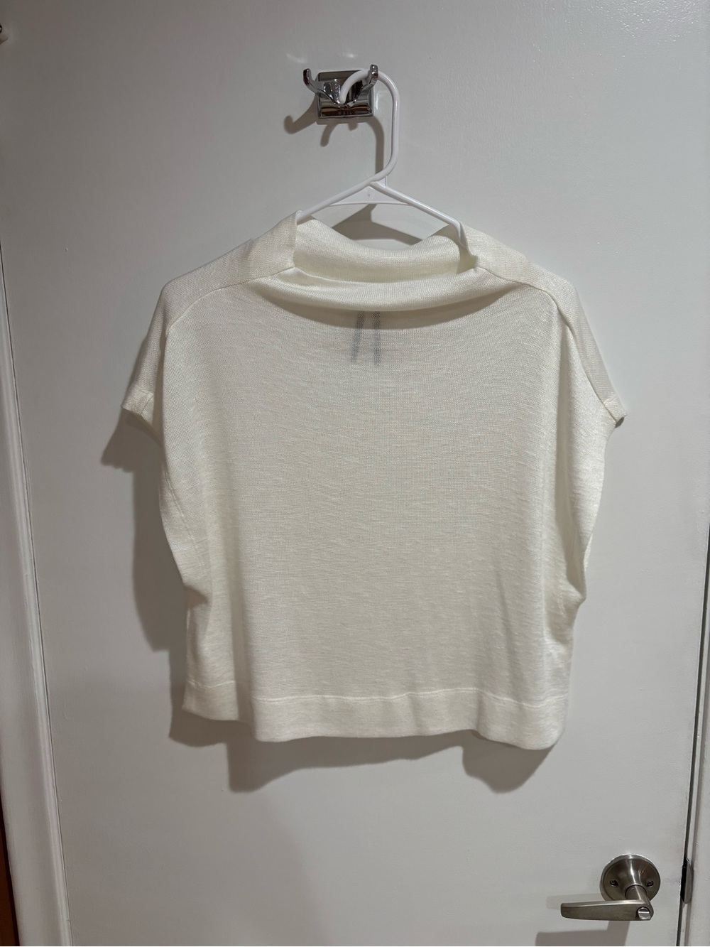 Anthropologie Ivory Short-Sleeve Draped Neck Top